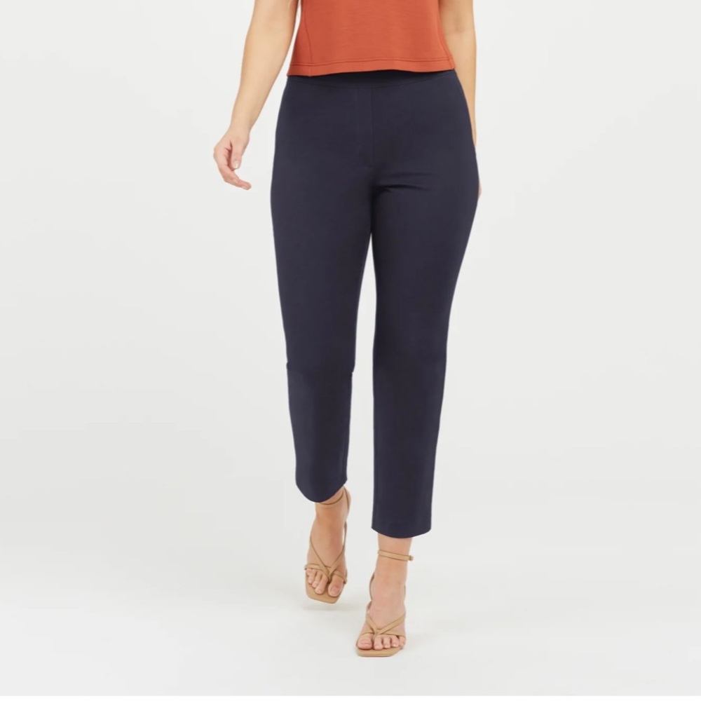 Spanx On-the-Go Ankle Slim Straight Pant in classic navy